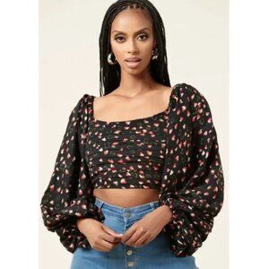 Grass Fields Women's Ayan Puff Sleeve Crop Top - 10